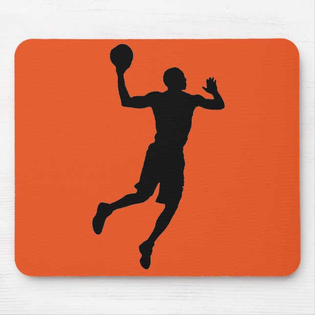 Tapis De Souris Joueur de basketball noir orange Silhouette (Devant)