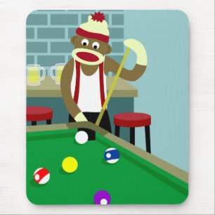 Tapis De Souris Joueur de billards de piscine de singe de
