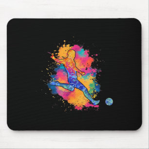 Tapis De Souris Joueur de football coloré éclaboussure de peinture