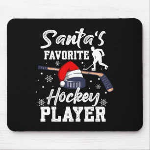 Tapis De Souris Joueur de hockey favori père Noël Pajama de Noël H
