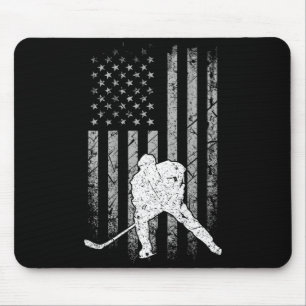 Tapis De Souris Joueur de hockey sur glace patriotique drapeau amé