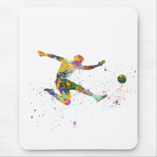 Tapis De Souris Joueur de soccer à l'aquarelle