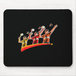 Tapis De Souris Joueur de sport de badminton rétro volant