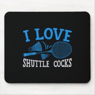 Tapis De Souris Joueur drôle aime blague de badminton J'aime le vo