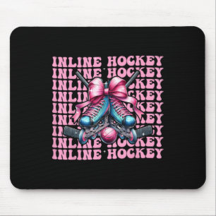 Tapis De Souris Joueuse de hockey en ligne fille coquette noeud ro