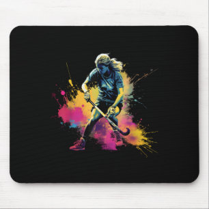 Tapis De Souris Joueuse de hockey sur gazon colorée sur le terrain