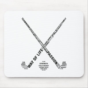 Tapis De Souris Joueuse de hockey sur gazon Mots Bâton de hockey É
