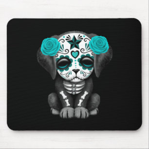 Tapis De Souris Jour bleu mignon du noir mort de chiot
