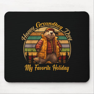 Tapis De Souris Jour de la marmotte amusant et mignon Animal L
