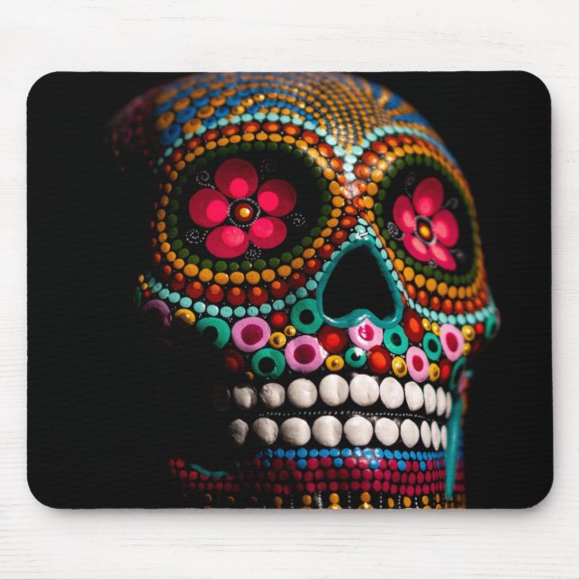 Tapis De Souris Jour de la mort Halloween mignon crâne peint (Devant)