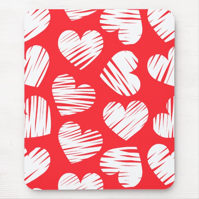 Tapis De Souris Jour de la Saint-Valentin, le coeur griffé moderne (Devant)