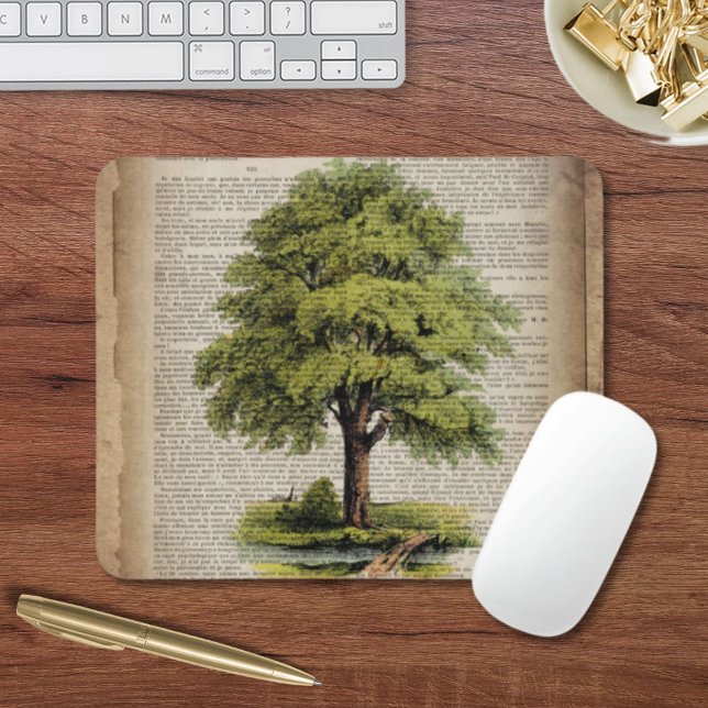 Tapis De Souris Jour des terres ECO dictionnaire imprime chêne vin (Earth Day ECO dictionary prints vintage oak tree Mouse Pad)
