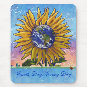 Tapis De Souris Jour des terres, Plante une Fleur Mousepad