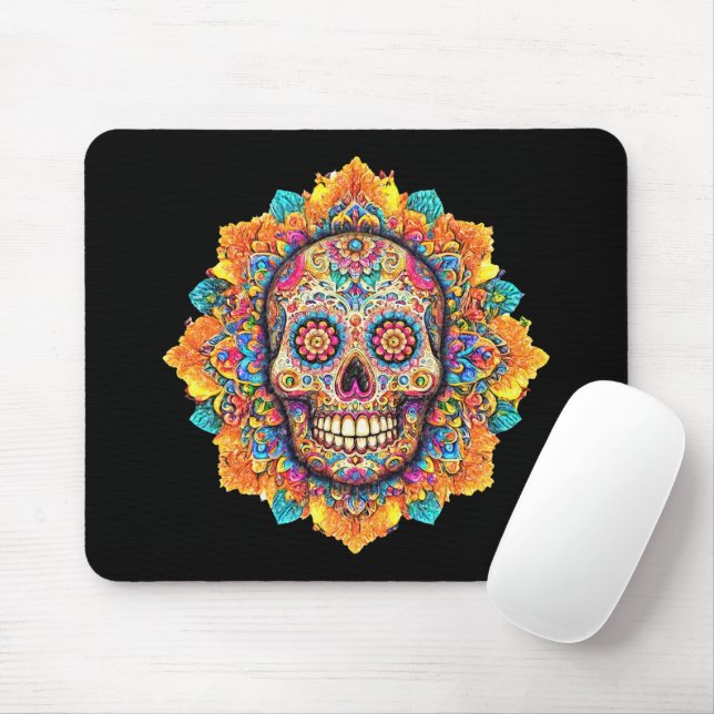 Tapis De Souris Jour du crâne de sucre mort (Avec souris)