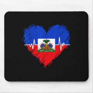 Tapis De Souris Jour du Drapeau haïtien Aimer Haïti Coeur Haïti Ra