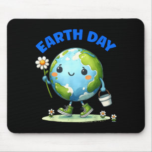 Tapis De Souris Journée de la Terre Mignon Terre Avec Tournesol Jo
