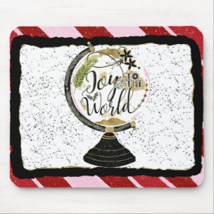Tapis De Souris Joy to the World Global Holiday Pink & Red Stripes