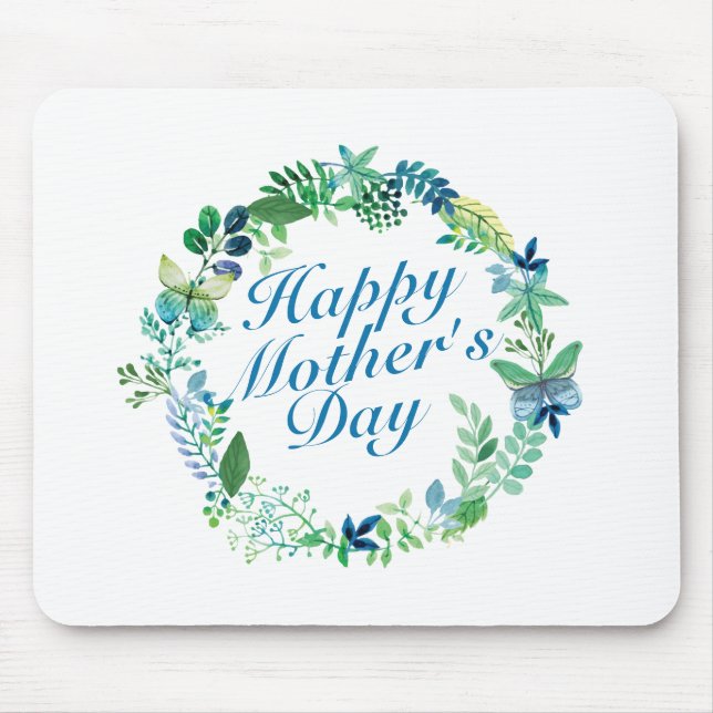 Tapis De Souris Joyeuse Fête des Mères Florale Wreath Mousepad (Devant)