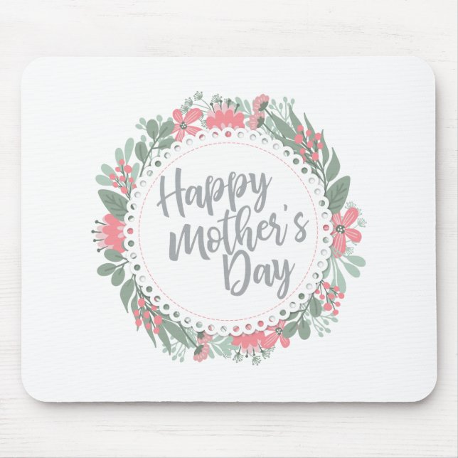 Tapis De Souris Joyeuse Fête des Mères Florale Wreath Mousepad (Devant)