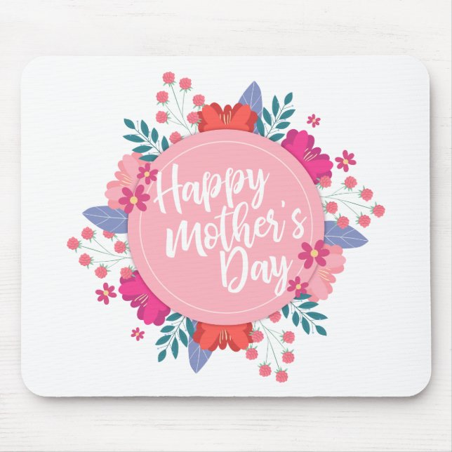 Tapis De Souris Joyeuse Fête des Mères Florale Wreath Mousepad (Devant)