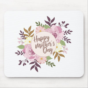 Tapis De Souris Joyeuse Fête des Mères Florale Wreath Mousepad