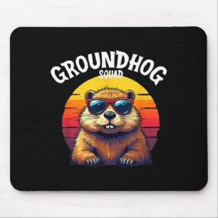 Tapis De Souris Joyeuse journée de la marmotte 2025 Drôle d'équipe
