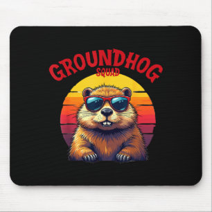Tapis De Souris Joyeuse journée de la marmotte 2025 Drôle d'équipe