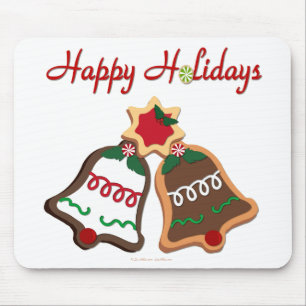 Tapis De Souris Joyeuses Fêtes Cloches de Biscuit de Noël