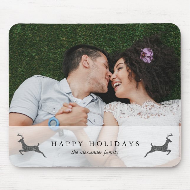 Tapis De Souris Joyeuses fêtes Stylish Deer Photo Mousepad (Devant)