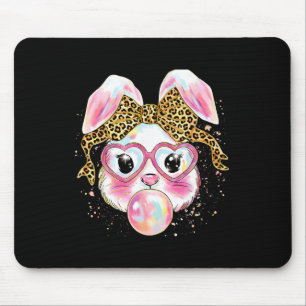 Tapis De Souris Joyeuses Pâques Léopard Coquette Arc Lapin Qui Sou