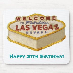 Tapis De Souris Joyeux 21e anniversaire ! Las Vegas Cake Mousepad
