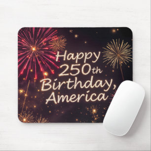 Tapis De Souris Joyeux 250e anniversaire Amérique avec feux d'arti