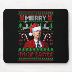 Tapis De Souris Joyeux 4 e Pâques Amusants Joe Biden Noël laid 2
