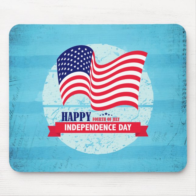 Tapis De Souris Joyeux 4 juillet Illustration du drapeau américain (Devant)