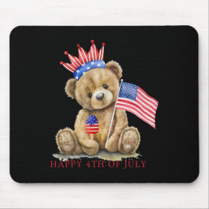 Tapis De Souris Joyeux 4 juillet Patriote Ourson Mignon Femmes Fil