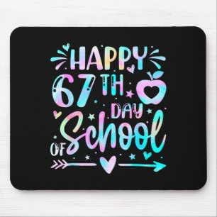 Tapis De Souris Joyeux 67e jour d'école Tie Dye Arc-en-ciel 67 Jou