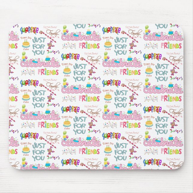 Tapis De Souris Joyeux Anniversaire amis Famille Surprise Souris P (Devant)