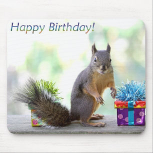 Tapis De Souris Joyeux anniversaire d'écureuil !