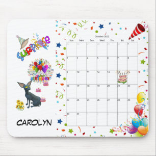 Tapis De Souris Joyeux anniversaire Octobre 2022 Calendrier Pad so