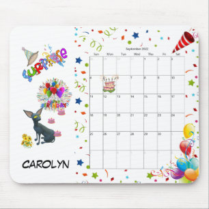 Tapis De Souris Joyeux anniversaire Septembre 2022 Calendrier Pad