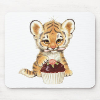 Tapis De Souris Joyeux anniversaire - tigre mignon avec le petit