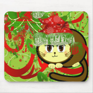 Tapis De Souris Joyeux chat de Noël