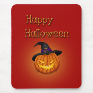 Tapis De Souris Joyeux Citrouille Halloween avec Casquette