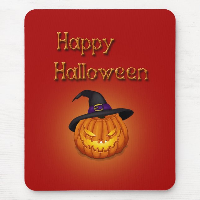 Tapis De Souris Joyeux Citrouille Halloween avec Casquette (Devant)