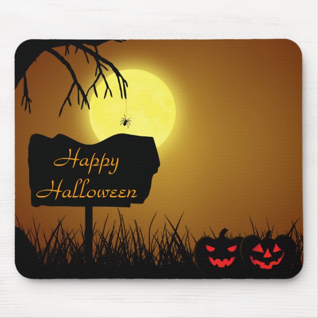 Tapis De Souris Joyeux Citrouilles de Jack-o'-lantern Halloween (Devant)