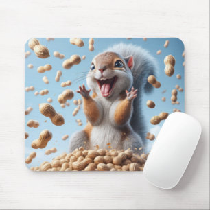 Tapis De Souris Joyeux écureuil dans un seau d'arachide