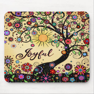 Tapis De Souris Joyeux Fun Whimsical Colorful Tree