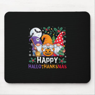 Tapis De Souris Joyeux Hallothanksmas Gnomes Halloween Thanksgivin