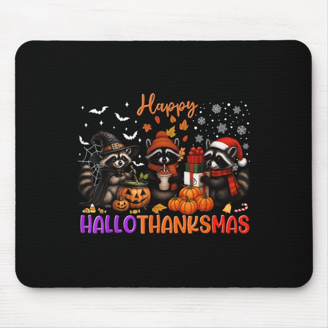 Tapis De Souris Joyeux Hallothanksmas Racon Halloween Thanksgiving (Devant)