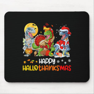 Tapis De Souris Joyeux Hallothanksmas Thanksgiving Dinosaur T Rex 